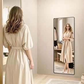Full-Length Mirror 160 x 50 cm  Ink Black Tempered Glass with Aluminium Frame