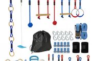 Ninja Line Kids 10m 9-piece Slackline Set with 2 Gym Rings 3-in-1 Swing 2 Climbing Bars for 3-8 Years Multicolored