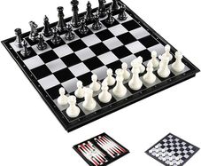 3 in 1 Travel Chess, Checkers, Backgammon Set, Magnetic Folding Board Games, Educational Toys/Gift for Kids and Adults (FREE POSTAGE)