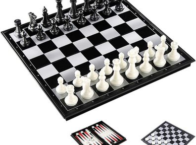 3 in 1 Travel Chess, Checkers, Backgammon Set, Magnetic Folding Board Games, Educational Toys/Gift for Kids and Adults (FREE POSTAGE)