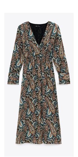 ZARA printed satin dress, bloggers favourite XS, new