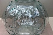 Vintage Very Large Italian Clear Glass Pumpkin Shaped Apothecary Jar c1950