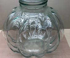 Vintage Very Large Italian Clear Glass Pumpkin Shaped Apothecary Jar c1950
