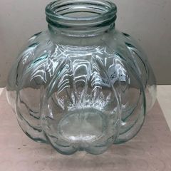 Vintage Very Large Italian Clear Glass Pumpkin Shaped Apothecary Jar c1950