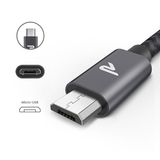 RAMPOW 2M Micro USB Fast Charging QC 3.0/2.0 & Data Sync Nylon Braided Cable (Brand New/Warranty)