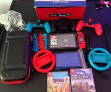 Nintendo Switch with game collection