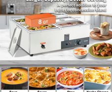 6-Pan Commercial Food Warmer Electric Steam Table 1200W Professional Countertop for Restaurant