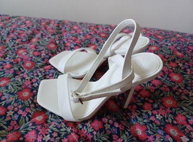 White high heeled sandals
