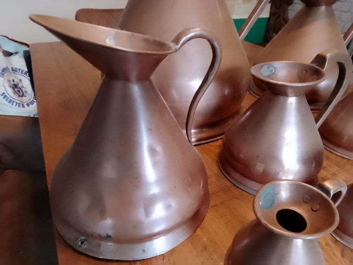 vintage copper measure jug collection
