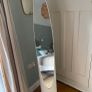Vintage standing mirror with a classic white frame, in the style of Roger Lecal Image 5