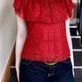 Brick Red Lace Off-Shoulder Top, stylish summer lace top, boho top Image 8