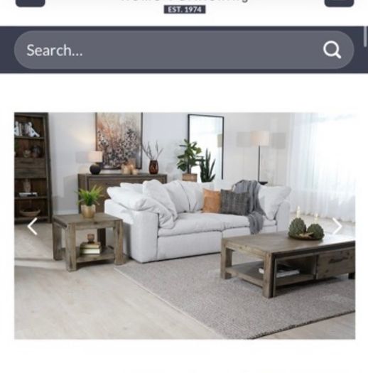 Cream sofa & ottoman