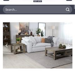 Cream sofa & ottoman