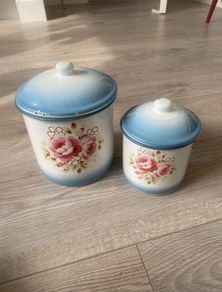 Set of 2 Cath Kidston Enamel Storage jars