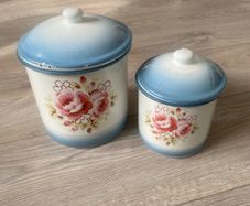 Set of 2 Cath Kidston Enamel Storage jars