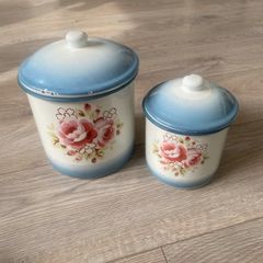 Set of 2 Cath Kidston Enamel Storage jars