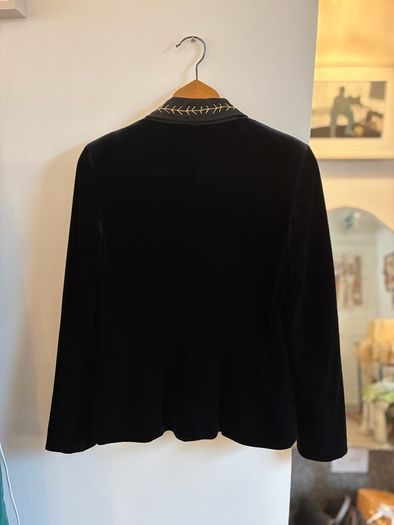 Hand embroidered Nissa black velvet blazer