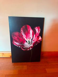 Large Red Tulip Floral Canvas