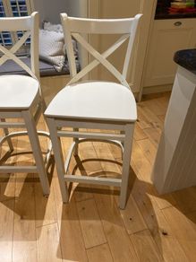 3 wooden off white bar stools