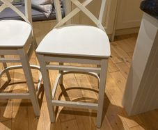 3 wooden off white bar stools