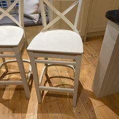 3 wooden off white bar stools