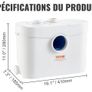 Macerator Pump, 700W, 9600 L/h Flow, 32.8 ft/10 m Head, Macerator Sewerage Sump Pump with 3 Water Inlets for Toilet, Basement, Kitchen, Sink, Shower, Bathtub Waste Water Disposal Upflush Machine Image 6