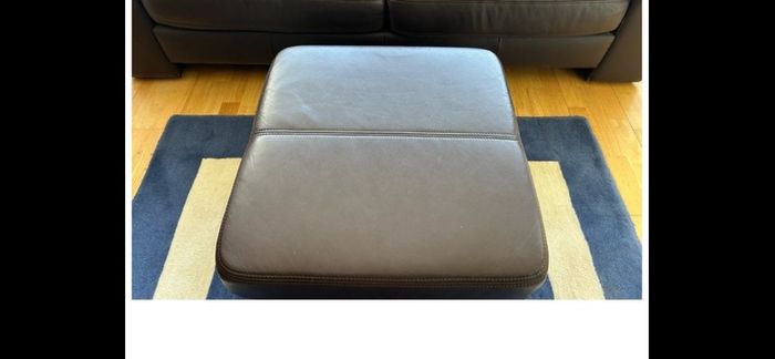 Brown Soft Leather Pouffe
