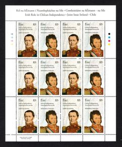 2010 Ireland Irish Role in Chilean Independence Commemorative Stamps Sheetlet Plate 1B1B1B1B Mint Never Hinged (MNH)
