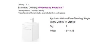 Apollonio Freestanding 400mm Single Vanity NEW IN BOX