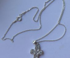 Vintage Sterling Silver 925 Cross Necklace / 1990s length 16" - 3,9g