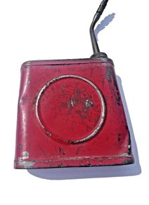 Vintage 1930s Valvespout Oil Can - Antique English Metal Thumb Oiler Garage Prop
