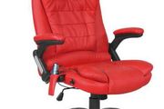 Leather 6 Point Massage Office Chair with Integrated Leather Pouch