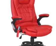 Leather 6 Point Massage Office Chair with Integrated Leather Pouch