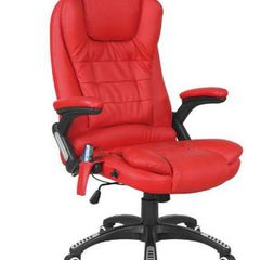 Leather 6 Point Massage Office Chair with Integrated Leather Pouch