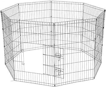 8 Panel Playpen Suitable for Dogs/Puppies/Cats & Rabbits foldable ideal for Indoor/Outdoor use puppy play pen (76cm, Black)