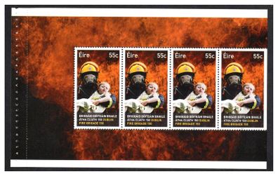 2012 Ireland 150th Anniversary of the Dublin Fire Brigade (DFB) General Firefighting Commemorative Stamp Booklet Pane Mint Never Hinged (MNH). Hibernian HP216