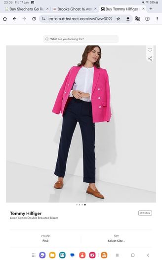 Tommy Hilfiger - Blazer - Pink - Linen Cotton - Fits UK 10 to 12 - BNWT RRP 300