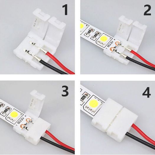 2 Pin 8mm PCB Connector Cable Adapter RGB 3528 5050 LED Strip Light