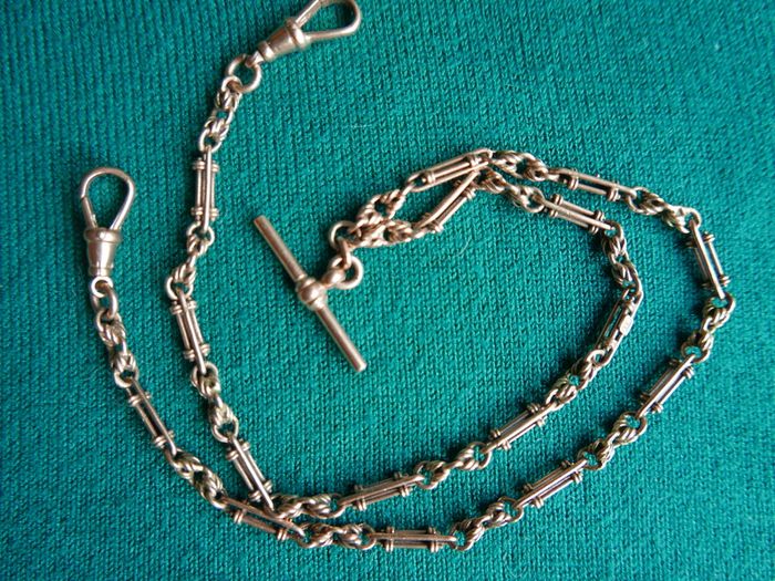 Victorian  heavy real 9 Carat Gold Albert or Necklace Chain with T-Bar length 20" - 24,3g