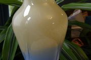 Vasart Glass Vase c.1955 - 60, Cream to Blue Fade, 6.5", Polished Pontil