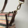 Fossil Striped Canvas & Leather Hobo Bag + Matching Zip Wallet Set Image 8