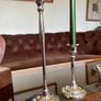 Pair of Slender 19th Century Style Silver Chrome Metal Candlesticks Image 5