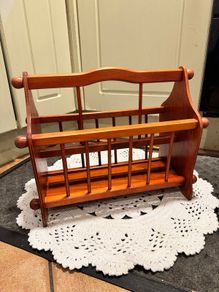 Vintage Wooden Spindle Magazine Rack / Vinyl Record Holder
