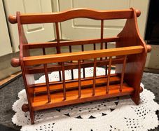 Vintage Wooden Spindle Magazine Rack / Vinyl Record Holder