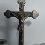 Vintage Jesus Christ Cross Crucifix with Candlestick and Holy Water Basin, devotional items. Image 4