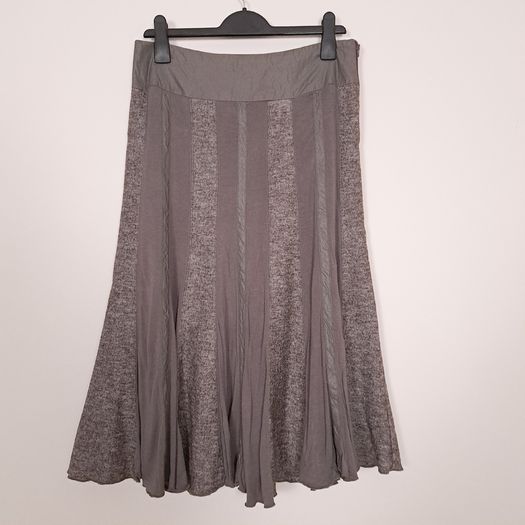 Kapalua Earth Tone Taupe Brown Paneled A-Line Midi Skirt 12UK/40EU