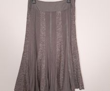 Kapalua Earth Tone Taupe Brown Paneled A-Line Midi Skirt 12UK/40EU