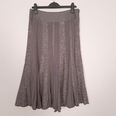 Kapalua Earth Tone Taupe Brown Paneled A-Line Midi Skirt 12UK/40EU