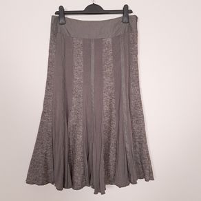 Kapalua Earth Tone Taupe Brown Paneled A-Line Midi Skirt 12UK/40EU