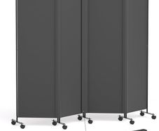 4 Panel Room Divider Folding Privacy Screen, Freestanding Room Partition with Lockable Wheels, Portable Wall Divider for Room Separation, 224 x 178cm, Grey